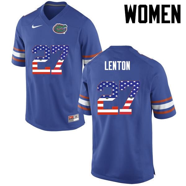 Women's NCAA Florida Gators Quincy Lenton #27 Stitched Authentic USA Flag Fashion Nike Blue College Football Jersey QMN0665CM